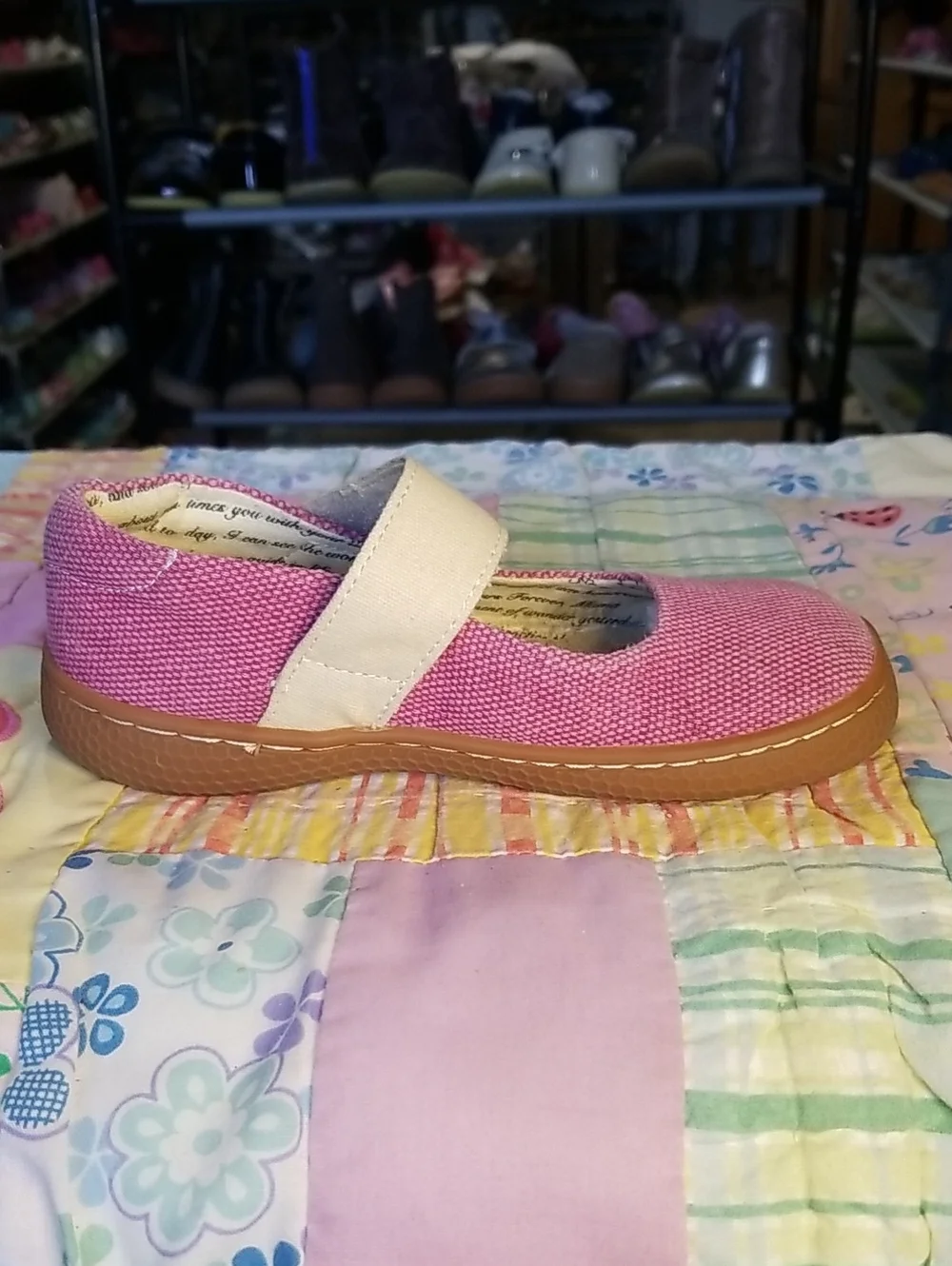 Livie & Luca Pink Canvas Mary Jane Shoes with Cream Strap Size 11 Carta II